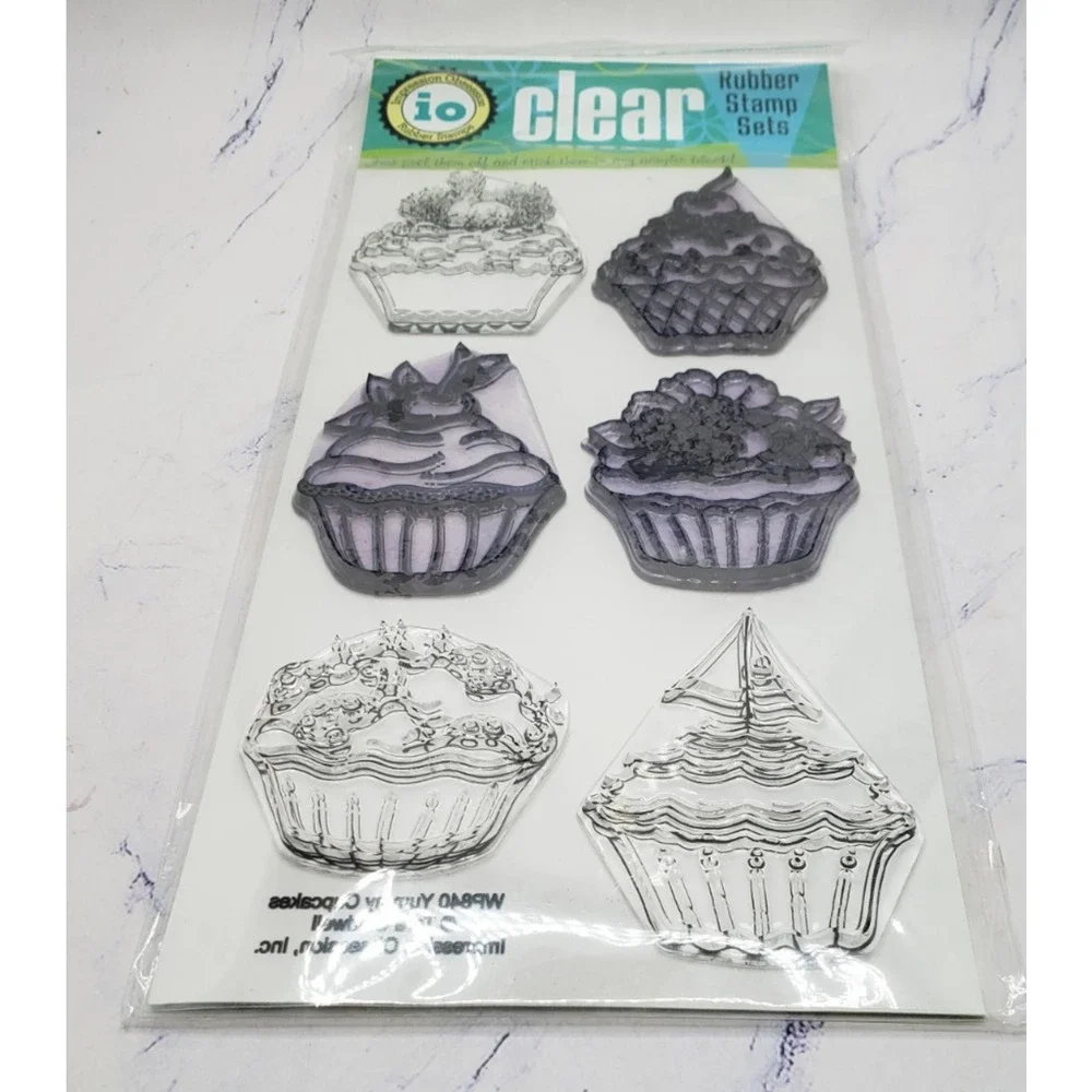Impression Obsession Clear Cling Stamp Set Yummy Cupcakes WP840